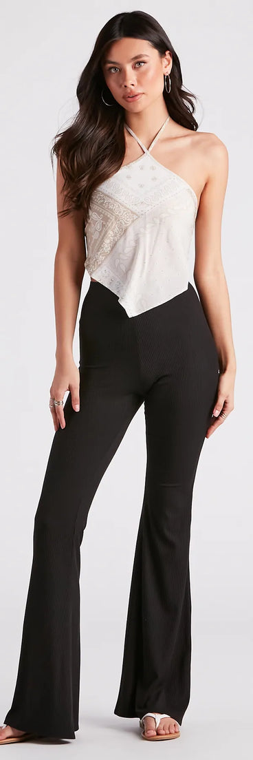 On A Flare High-Rise Knit Pants