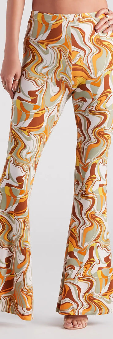 Swirl Of Attraction Printed Flare Pants