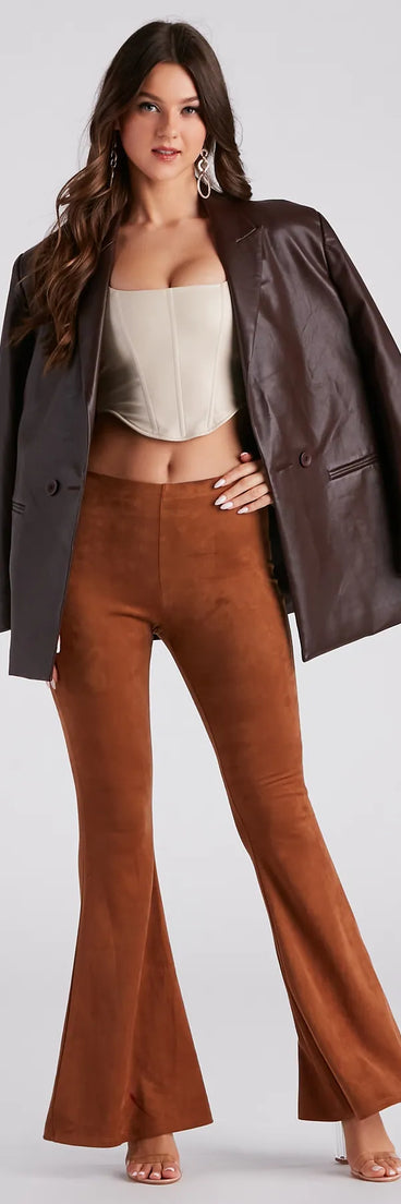Stylish Pick Faux Suede Flare Pants