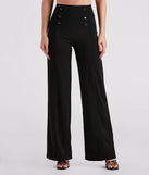 Sleek In Crepe Button Wide-Leg Pants