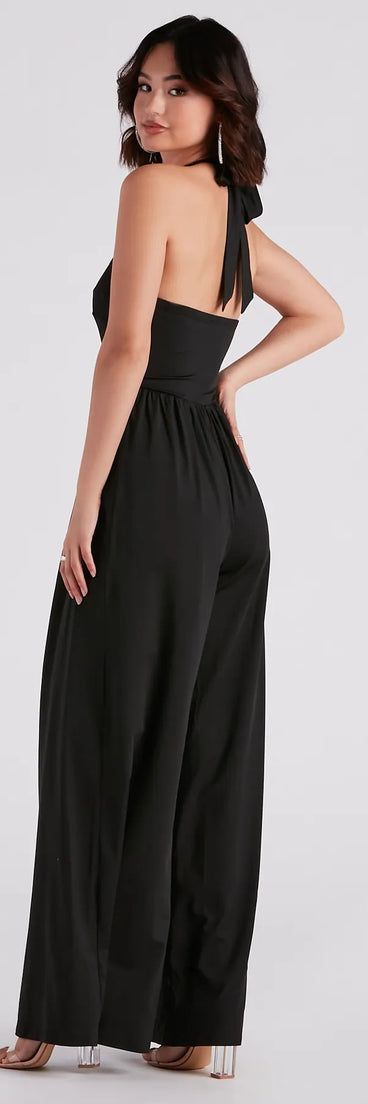 Cutie Crossing Halter Wide-Leg Jumpsuit