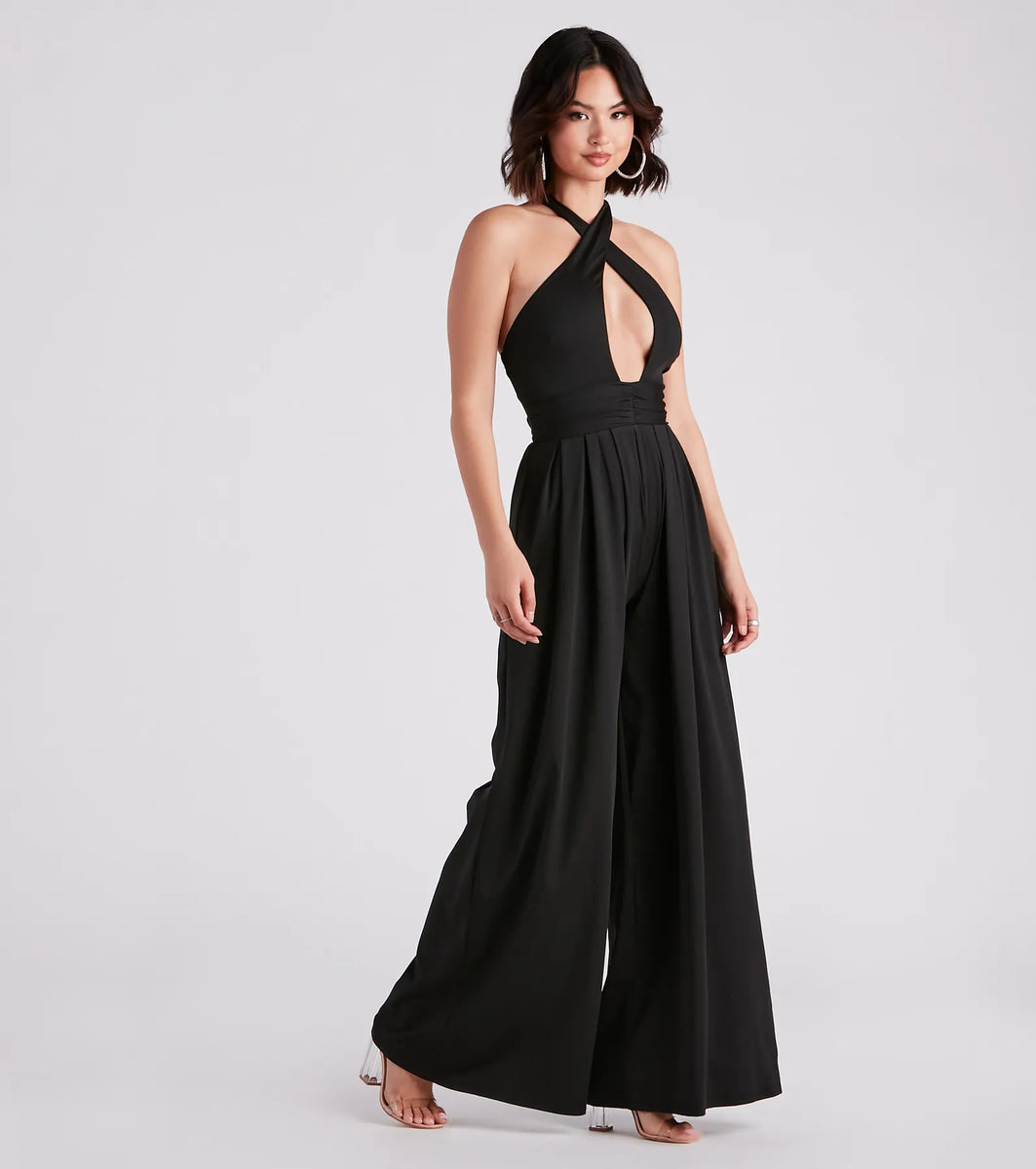 Cutie Crossing Halter Wide-Leg Jumpsuit & Windsor