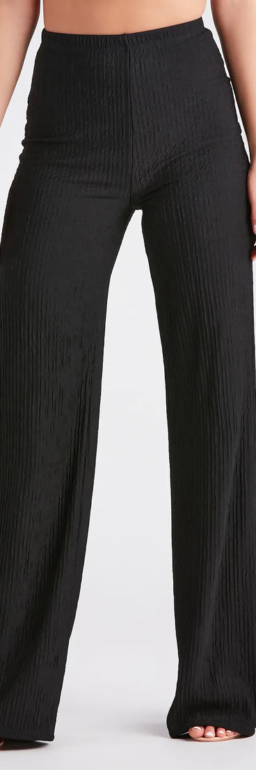 Two For The Show Texture Knit Wide Leg Pants