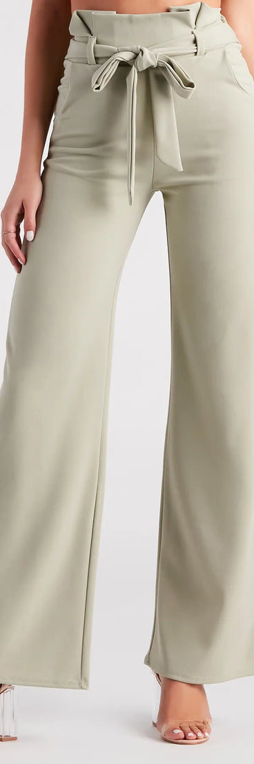 Workwear Chic Paperbag Wide-Leg Pants
