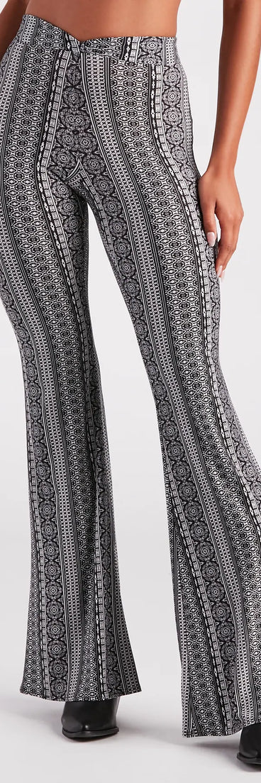Boho Dreams Printed Cross Waist Flare Pants
