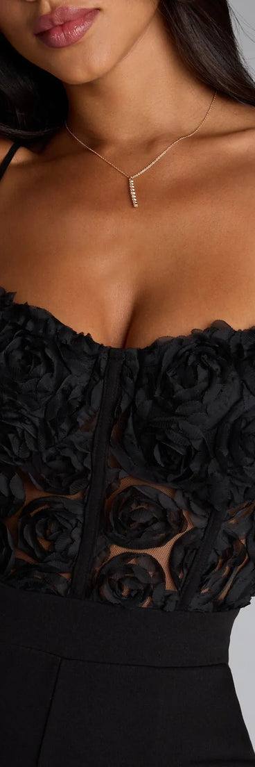 Bare Necessities Floral Applique Corset Jumpsuit