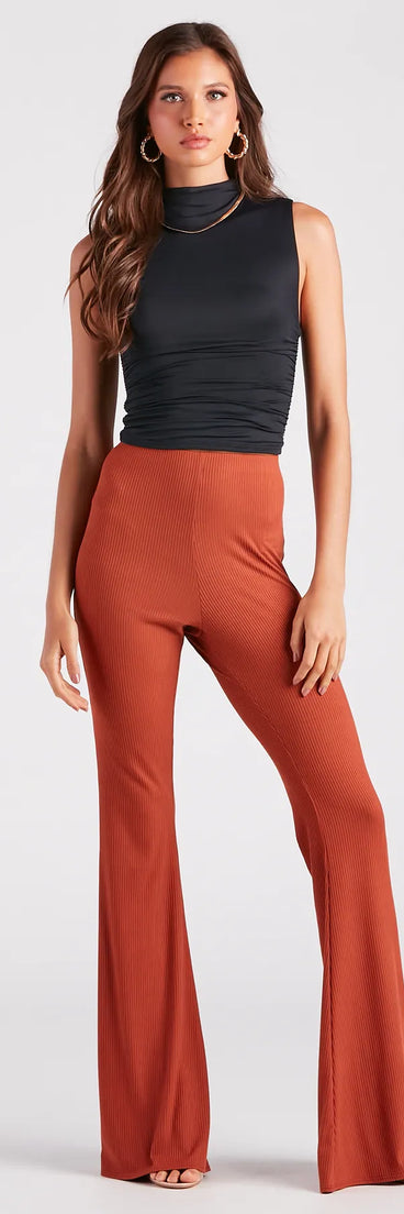 On A Flare High-Rise Knit Pants
