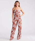 Sunset Cruise Tropical Print Strapless Jumpsuit