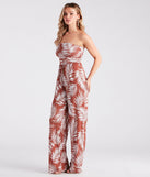 Sunset Cruise Tropical Print Strapless Jumpsuit