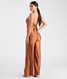 Stylish Sheen Sleeveless Wide-Leg Jumpsuit