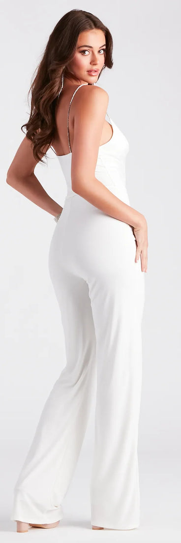 So Flawless Rhinestone Strap Cowl Neck Jumpsuit