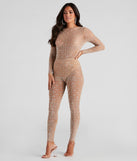 Iridescent Stunner Rhinestone-Embellished Sheer Catsuit