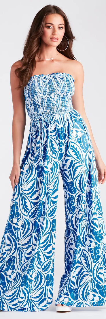 Dreamy Island Vibes Floral Strapless Jumpsuit