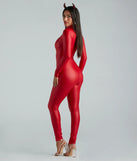 Full Throttle Faux Leather Mock Neck Catsuit
