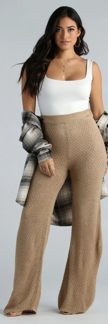 Autumn Chill Crochet Wide-Leg Pants