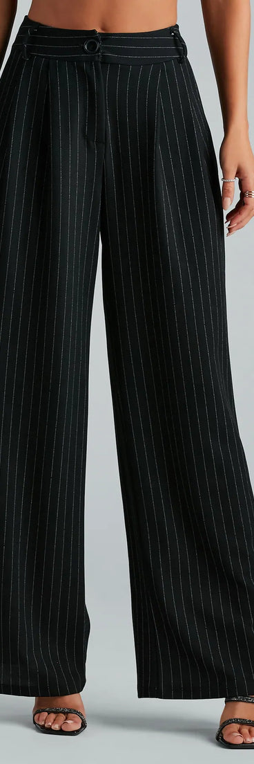 Work It High Rise Pinestripe Trouser Pants