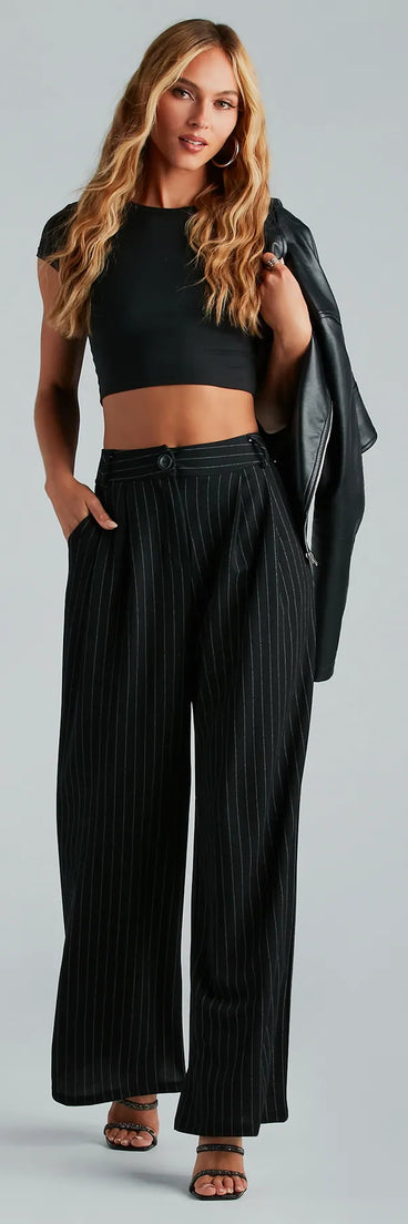 Work It High Rise Pinestripe Trouser Pants