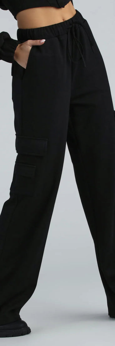 Operation Cute Wide-Leg Cargo Sweatpants