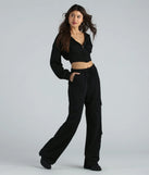 Operation Cute Wide-Leg Cargo Sweatpants