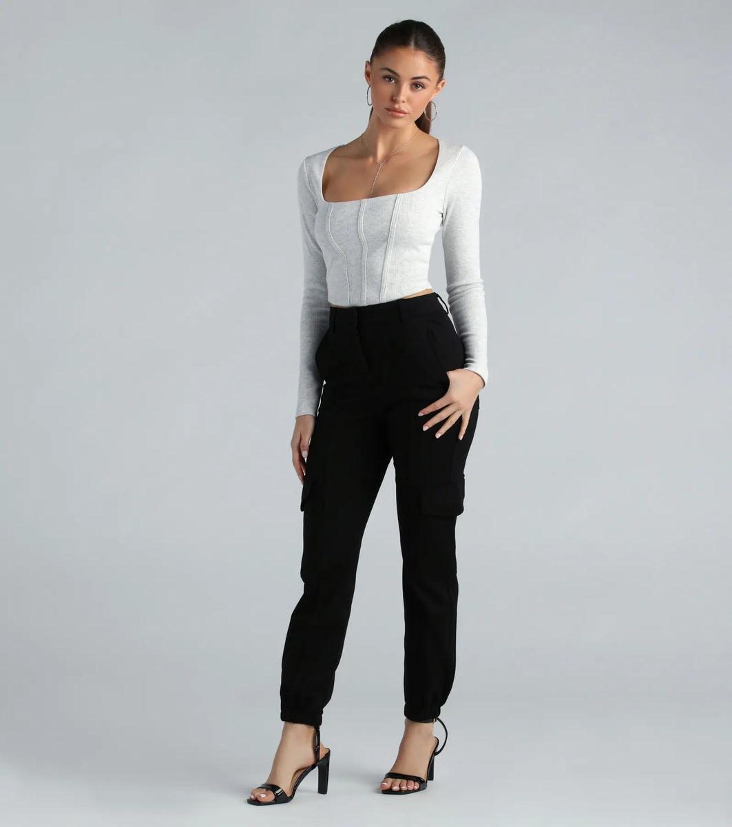 Looking Again Look Again Ponte High-Rise Cargo Joggers & Windsor