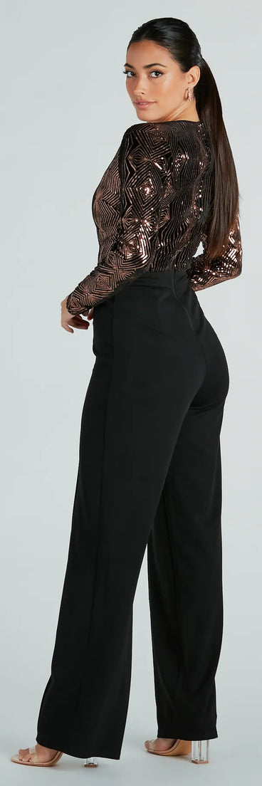 Gleam With Glamour Sequin Long Sleeve Jumpsuit