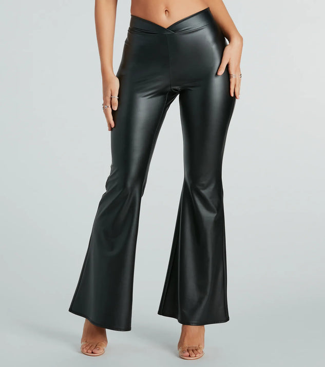 Sleek Flex Faux Leather Flare Pants | Windsor