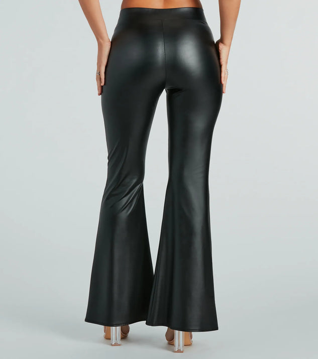 Sleek Flex Faux Leather Flare Pants | Windsor