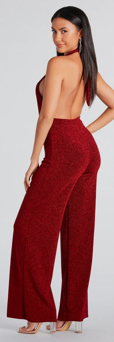 Spark Of Glamour Halter Backless Jumpsuit