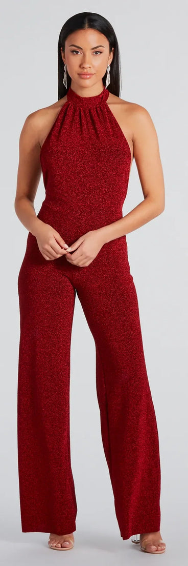 Spark Of Glamour Halter Backless Jumpsuit