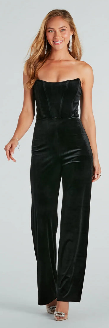 She's Luxe Velvet Corset Jumpsuit