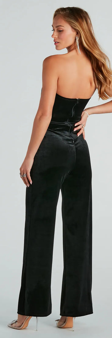 She's Luxe Velvet Corset Jumpsuit