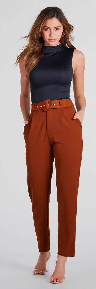 Classic Style High-Rise Crepe Trouser Pants