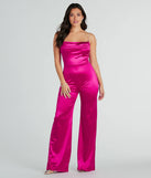 Make It Count Satin Rhinestone Strap Jumpsuit