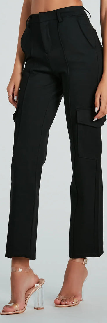 Looking Casual And Chic Ponte Knit Cargo Pants