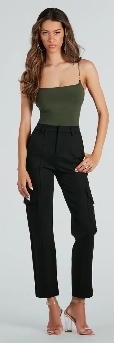 Looking Casual And Chic Ponte Knit Cargo Pants