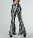Make a statement with the Free Spirit Chick High-Rise Boho Flare Pants, women's black pants featuring stylish fits and glam finishes, perfect for a trendy outfit of the day or seasonal celebrations.