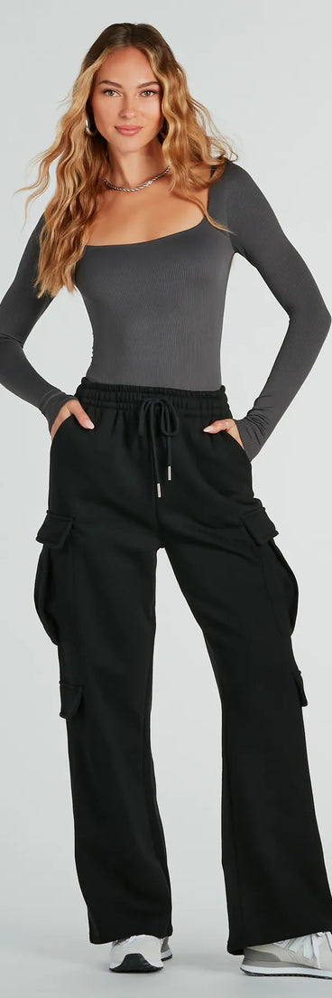 Kicking Back Cargo Wide-Leg Sweatpants