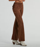 The All Laced-Up Flare Faux Suede Pants in brown is a pair of women's pants with an on-trend leg style and elevated fabric that adds texture, perfect for crafting effortless winter outfits.