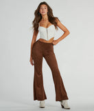 The All Laced-Up Flare Faux Suede Pants is a trendy women's bottom in brown, designed with modern details and alluring textures to complete chic outfits for 2025.