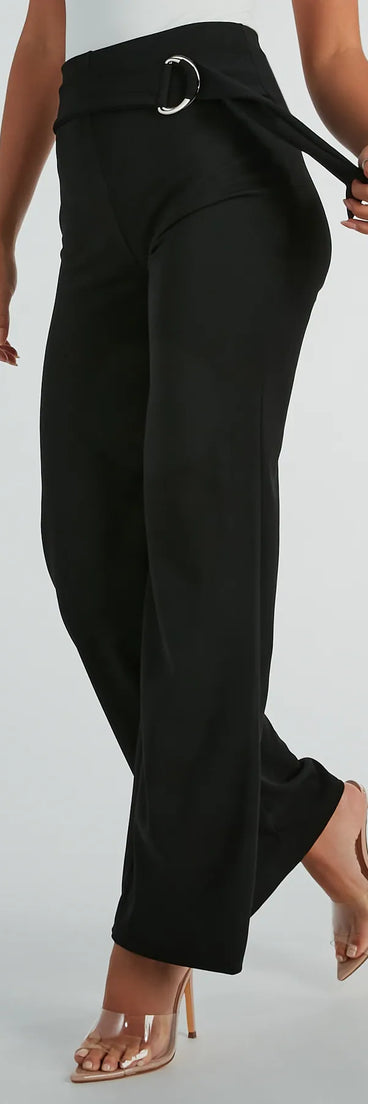 The With Confidence High-Rise Straight-Leg Crepe Pants is a trendy women's bottom in black, designed with modern details and alluring textures to complete chic outfits for 2025.