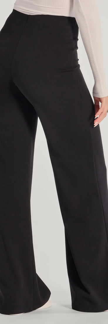 Stay polished and comfortable in the Nine To Five Straight-Leg Crepe Trouser Pants, trendy black pants for women that transition from everyday looks to weekend slay.