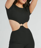 Make a statement with the Tie Me Right Cutout Open Back Flare Jumpsuit, women's black jumpsuit featuring stylish fits and glam finishes, perfect for a trendy outfit of the day or seasonal celebrations.