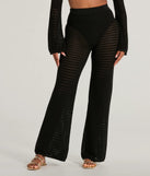 Step into seasonal style with the Boho Cutie Crochet Wide-Leg Pants, a pair of women's black pants in a rich winter color, ideal for creating chic holiday party attire or a night-out look.