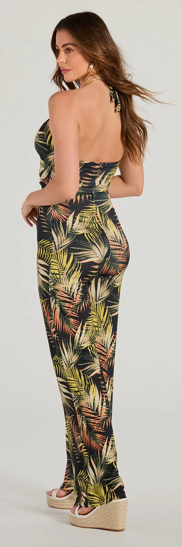 Refresh your fall closet with stylish women's pants like the Tropical Cutie Halter Cutout Wide-Leg Jumpsuit in a sleek fabric and a pant leg style that makes your look unique.