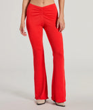 The Looking Good V-Waist Smocked Flare Pants in red brings edge and energy to your vibe, ready to elevate any festival look or concert outfit.