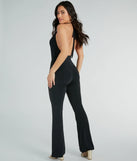 Looking Sleek Halter Plunging Knit Jumpsuit