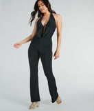 Looking Sleek Halter Plunging Knit Jumpsuit