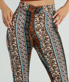 Step into seasonal style with the Summer Dream Paisley Knit Flare Pants, a pair of women's multi-color pants in a rich winter color, ideal for creating chic holiday party attire or a night-out look.