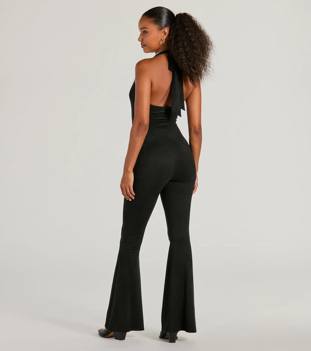 Faux suede jumpsuit shop