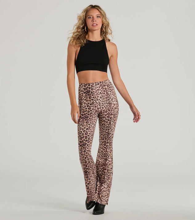 Walk On The Wild Side High Rise Leopard Flare Pants | Windsor Walk On The Wild Side High Rise Leopard Flare Pants | Windsor